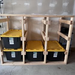 3x3 Wooden Storage Rack With 9 Totes