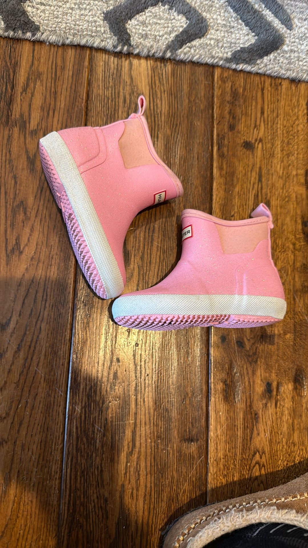 Hunter Pink Sparkly Ankle, Rain Boots Kids 9