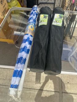 Beach chairs and umbrella