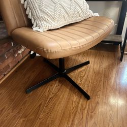 Wide Office Desk Chair, Armless Criss Cross Chair Leather Cross Legged Vanity Chair, Swivel Height Adjustable Chair for Home Office chair 