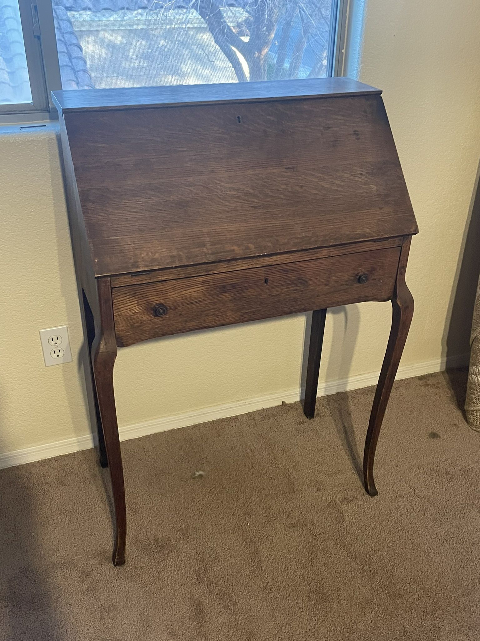 Vintage / Antique Drop-Front Secretary Desk – Queen Anne Style