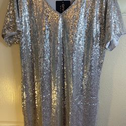 Anna-Kaci Sequin Dresses T Shirt Shift Sparkle Dress