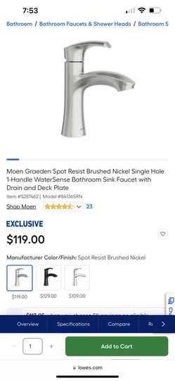 Moen Brushed Nickel Bathroom Faucet