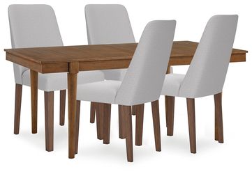 Lyncott Gray/Brown Extension Dining Table w/ 4 Chairs