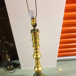 Antique 40 inch Chased Brass Lamp 