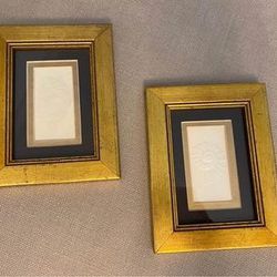 2 Vintage Framed Matted Embossed Sea Shell Prints. 6.5”x5”. Like New.