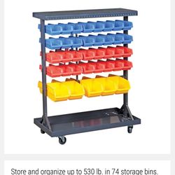 74-Bin Mobile Double-Sided Floor Rack