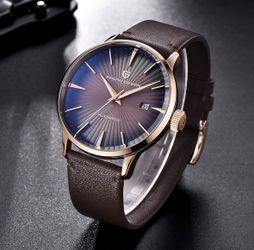 Pagani Design Men's Automatic Dress Watch Date Display and Brown Leather Strap