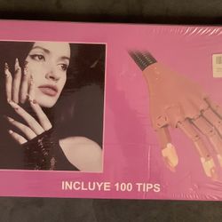 Practice Hand for Acrylic Nails-Flexible Moveable Nail Training Hand Kit + Tips