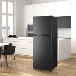 New with dent Compact Refrigerator 4.5 Cu.Ft, 2 Door Design,Adjustable Thermostat, Adjustable Removable Shelves Refrigerator Suitable for Dorm Garage 