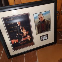Clint Eastwood Picture In A Frame With Autographed License Picture
