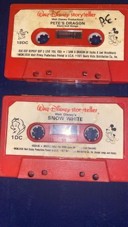vintage Walt Disney Storyteller audio cassette tapes are collectible items from 1977 featuring classic stories and songs.  