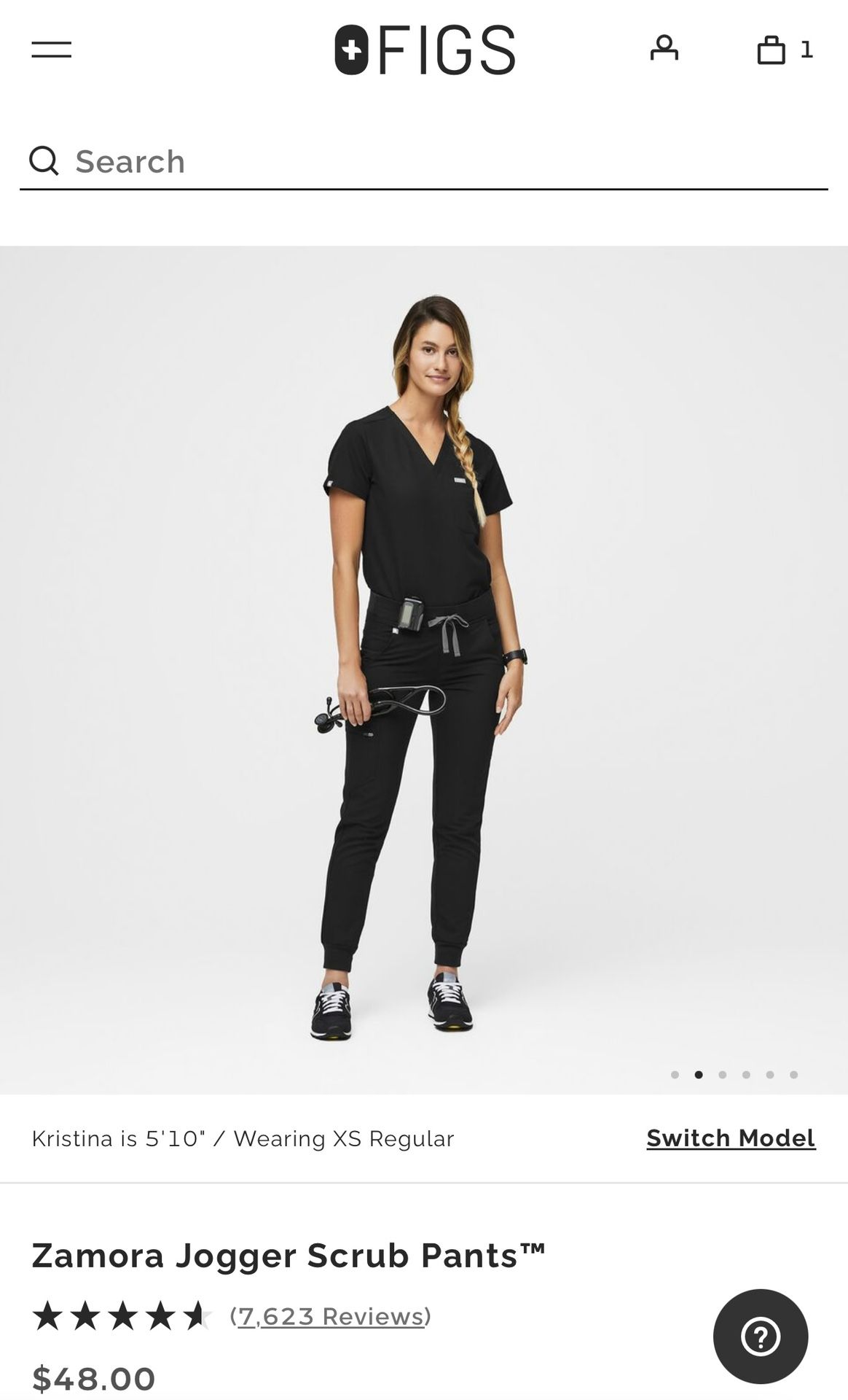Figs Scrub Set - Black - M Top - L Bottom