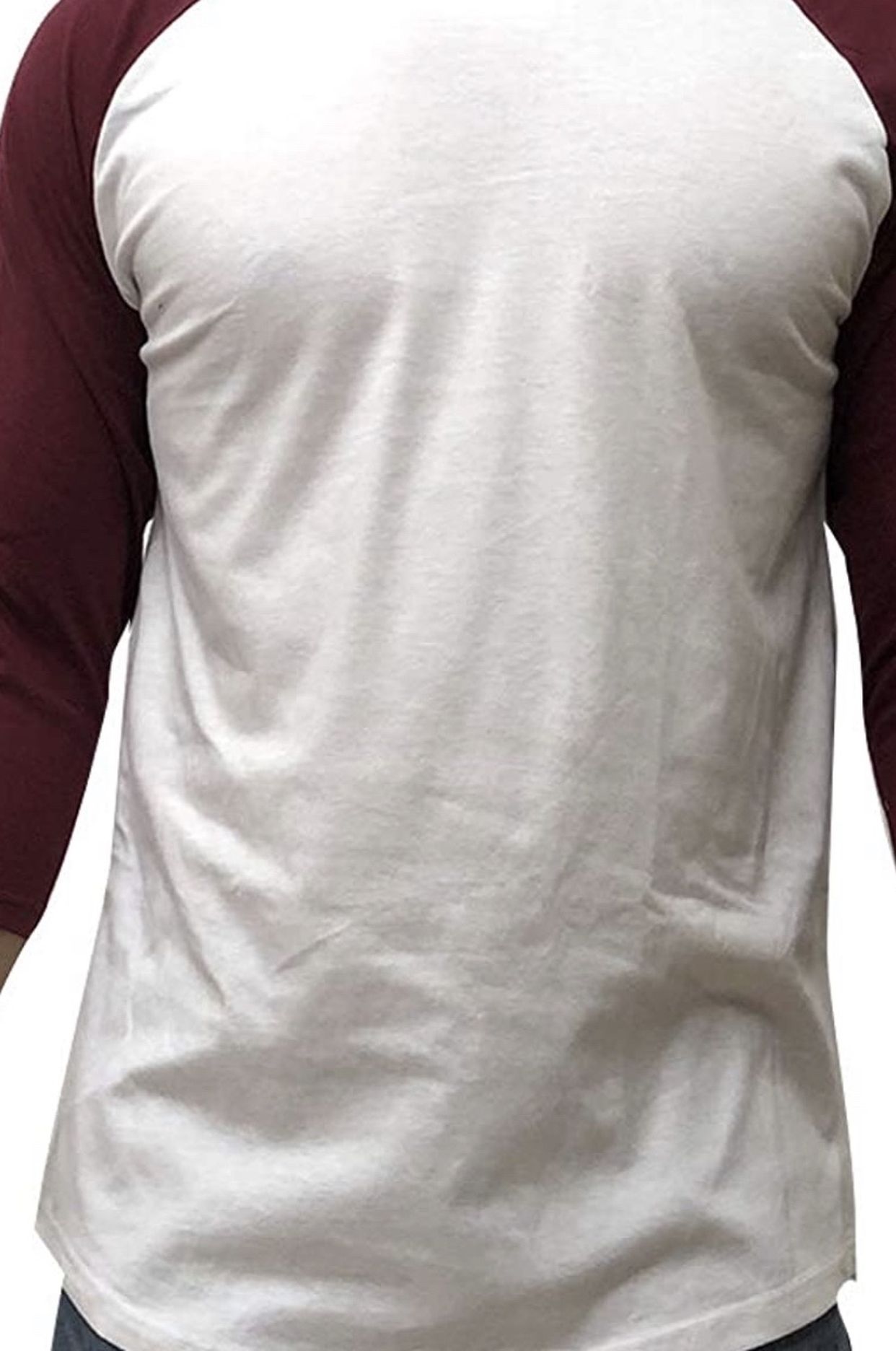Men’s Plain Raglan Baseball Tee T-Shirt Unisex 3/4 Sleeve Casual Athletic Performance Jersey Shirt