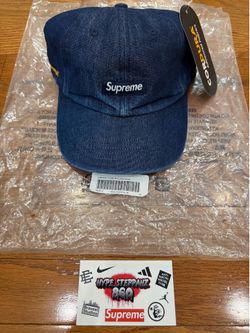 Supreme Blue Cordura Denim Small Box 6-Panel Hat SS24 Brand New
