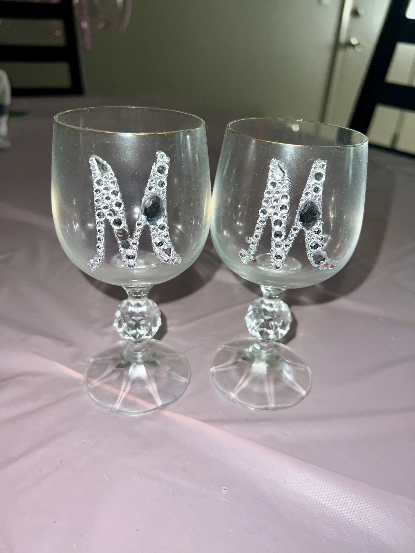 Fancy Wedding Glasses….$5 for 2 ….M Sticker Can Be Removed