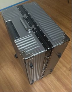 Grey metallic suitcase