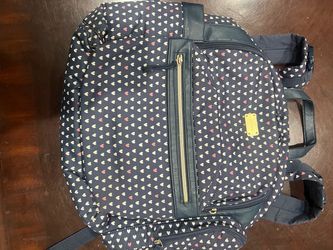 Navy Heart Print Diaper Backpack