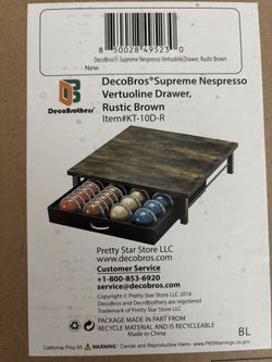 NIB Nespresso Vertuoline Drawer, Rustic Brown