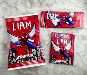 Spider Man Birthday Party Theme Labels Stickers Wrappers Cutouts Water Chip 
