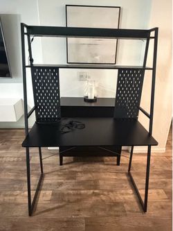Like new tall desk with lights & cup holder