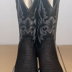 Men’s black python boots