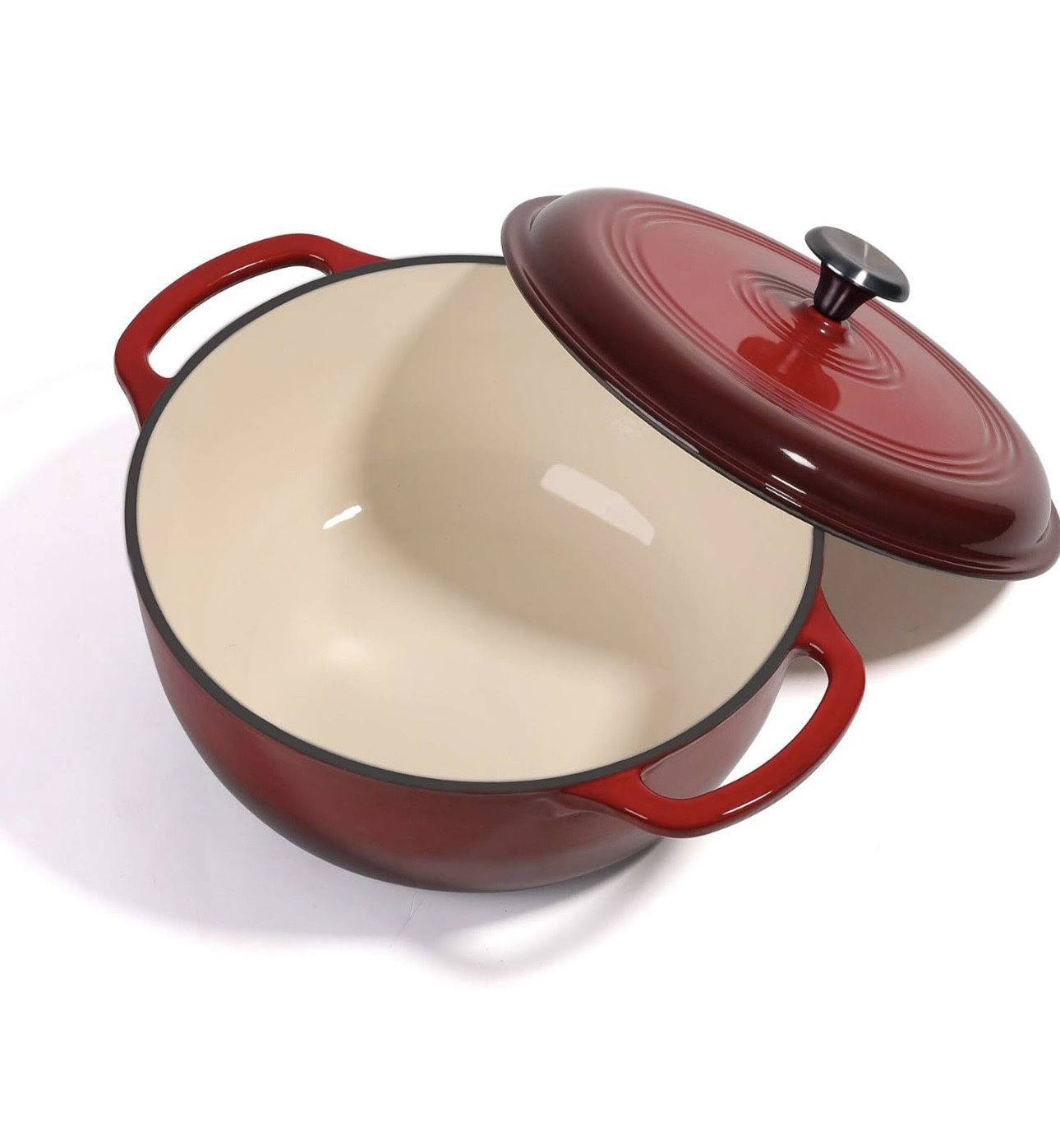 Round Enameled Cast Iron Dutch Oven, with Lid 6-Quart-Red,Non-Stick Enamel Dutch Oven (6 Quart-RED) Material Cast Iron Brand BRIMISKY Capac
