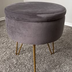 Round Velvet Storage Ottoman