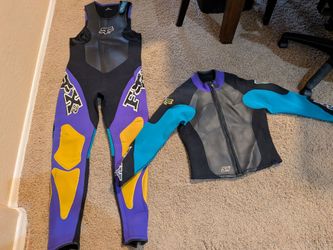 XL Black vintage  Fox racing radiator 4 Wetsuit and Neoprene Jacket Set
