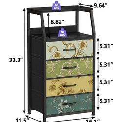 Side Table Shelf Storage Drawer 