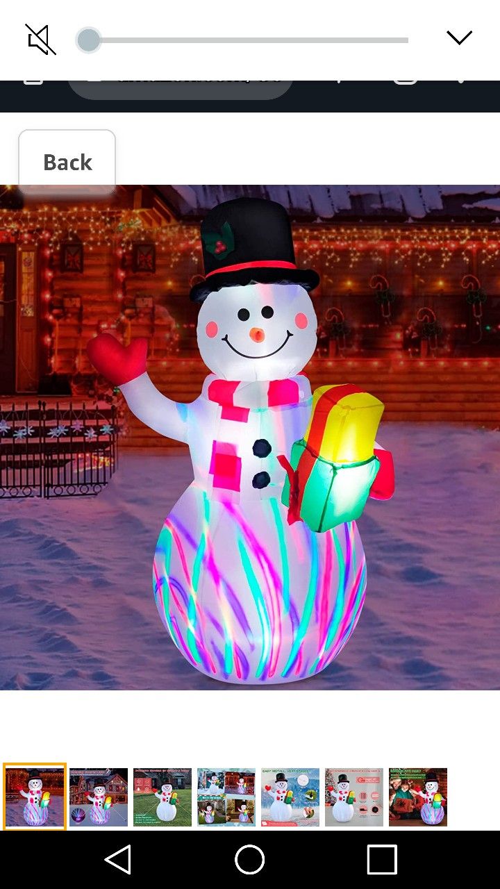 5 Ft Line Rotating LED Kaleidoscope Snowman & Gift Christmas Inflatable