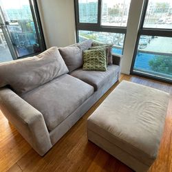 Crate And Barrel Charcoal Grey sofa Couch And Ottoman Storage