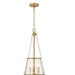 Z-Lite Prescott 12 in 3-Light Empire Pendant Rubbed Brass with Clear Glass Shade