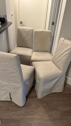 4 Slipcovered Dining Chairs