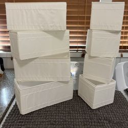EIGHT (8) USED IKEA SKUBB WHITE  Storage Boxes  Zip Folds Flat.   Smoke-free.  