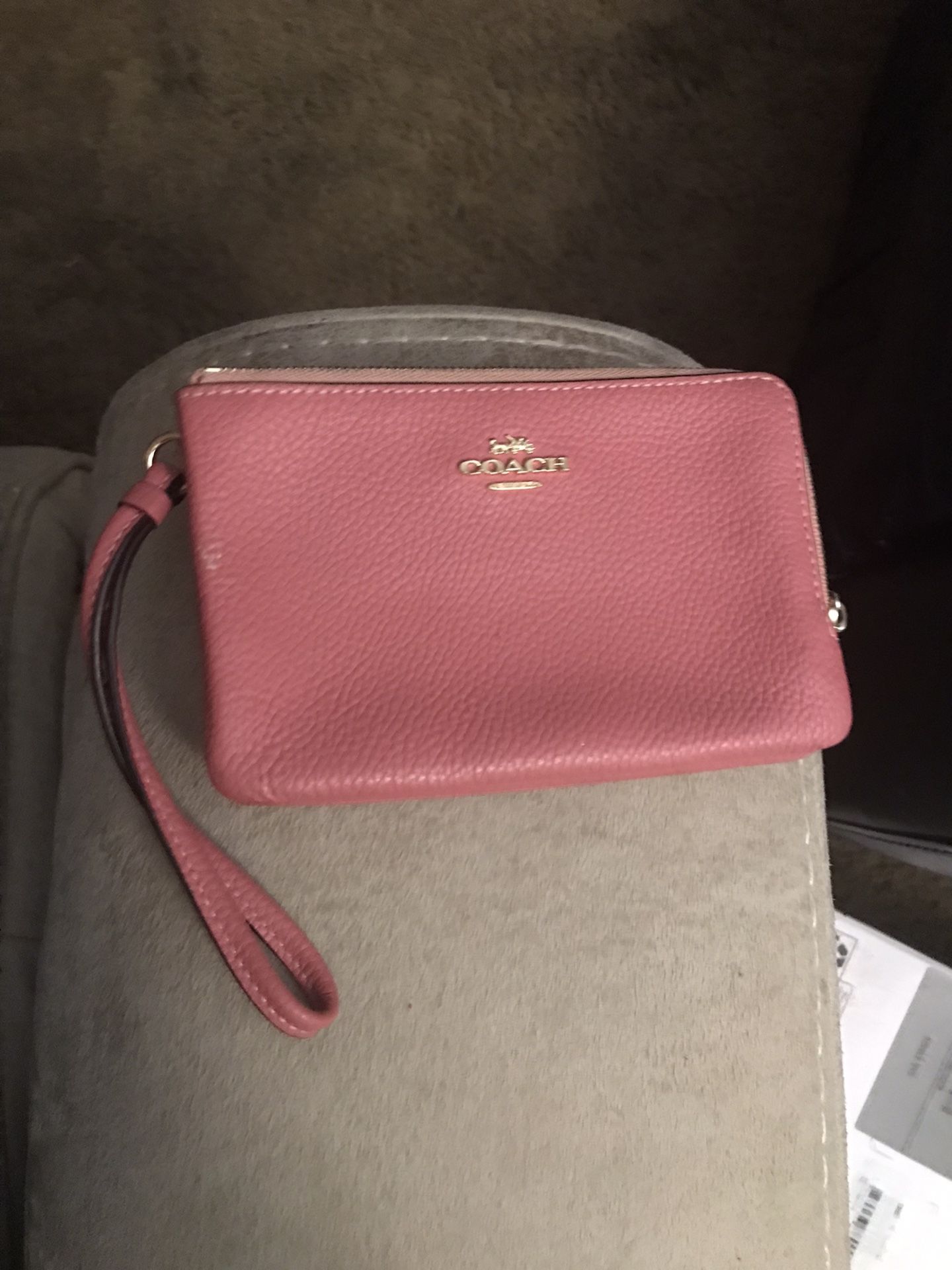 Coach Rouge Pink Pebbled Leather Wristlet