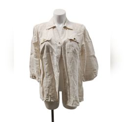 JM Collection Women Size 18W Cream Button Down Shirt