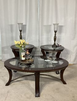 3 Piece Glass Top Coffee Table Set
