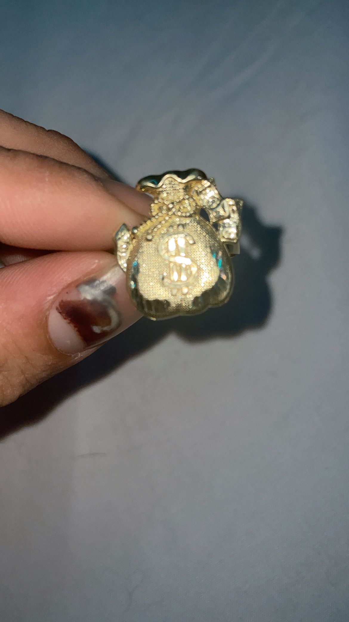 14k Solid Money Bag Ring