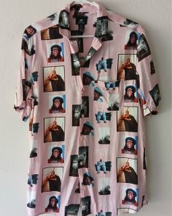 Size small H&M Notorious B.I.G. Pink Button-Up Shirt