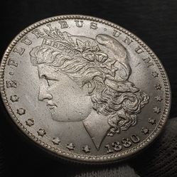 GREAT UNCIRCULETED** HIGH RELIEF & MIRROR EFFECT NOVELTY US (1880s) MORGAN 20.4 GRAMS SILVER PLATED  ONE DOLLAR