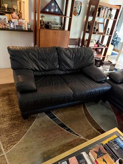 Real black leather couches