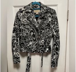 Michael Kors Graffiti Moto Leather Jacket