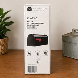 Architectural Mailboxes Classic Black Steel Post Mount Mailbox