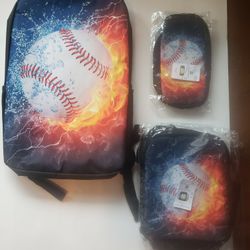 New 3D Baseball Backpack 3 Items