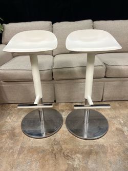 Pair of IKEA Modern White Adjustable Bar Stools