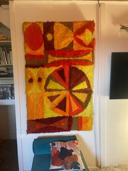 Gorgeous Mid Century Danish Rya Wall Rug