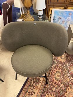 Modern Round Accent Chair in Olive Green
