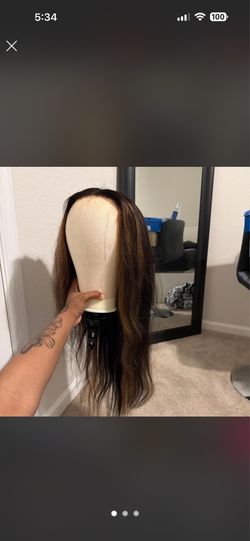 Human hair highlighted wig