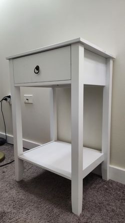 White Nightstand / Side Table with Drawer